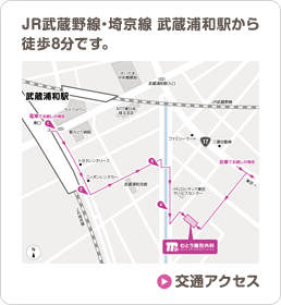 JR武蔵野線・埼京線 武蔵浦和駅から徒歩8分です。交通アクセス